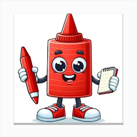 Red Marker Mascot Canvas Print