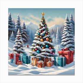 Christmas Tree With Presents 3 Canvas Print