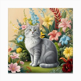 Cat In The Garden Canvas Print