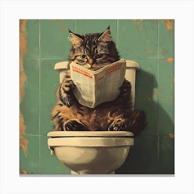 Cat Reading Newspaper 2 Canvas Print