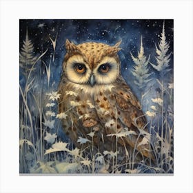 Christmas Magic Winter Owl Art Print Canvas Print