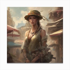 Girl In A Hat 1 Canvas Print