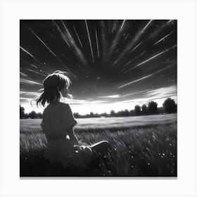 Black And White | STARGAZING |SPACE | UNIVERSE | ANIME Canvas Print