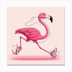 Pink Flamingo Running Canvas Print