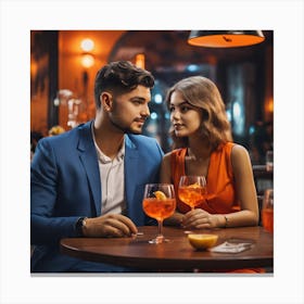 Young Couple In A Bar 1 Canvas Print