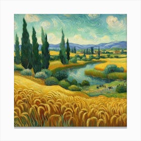 Van Gogh Painted A Wheat Field With Cypresses On The Banks Of The Nile River 3 Canvas Print