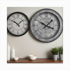 A Pair of Vintage Wall Clocks Canvas Print