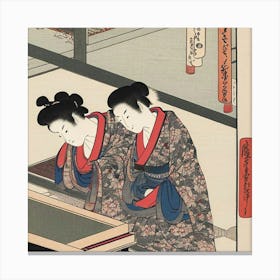 Two Women In Kimono Canvas Print