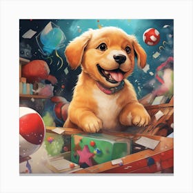 Puppy In A Box Canvas Print