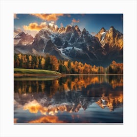 Mountains Reflected In A Lake Canvas Print