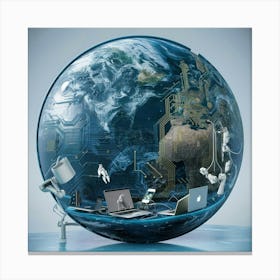 Computer Globe Canvas Print