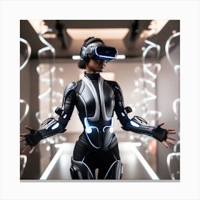 Futuristic Woman In Virtual Reality 2 Canvas Print