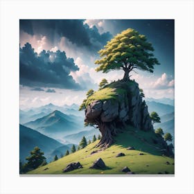 Tree On Top Of A Mountain 8 Canvas Print