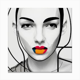 Woman With Colorful Lips Canvas Print