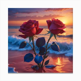 Roses On The Beach Canvas Print