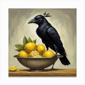 Crow With Lemons Canvas Print