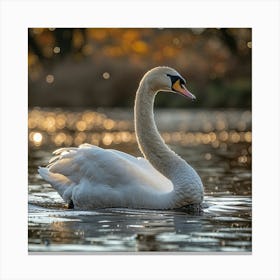 Swan In Autumn 1 Canvas Print