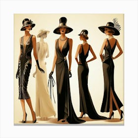 Art Deco Women's Silhouettes 2 Canvas Print