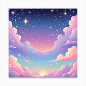 Sky With Twinkling Stars In Pastel Colors Square Composition 111 Canvas Print