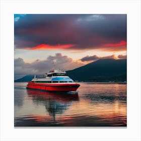 Ferry At Sunset 2 Canvas Print