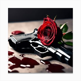 Gun And A Rose Canvas Print