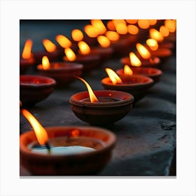 Lit Lamps In A Row Canvas Print