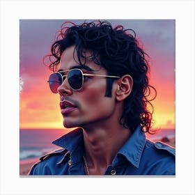 Watercolor Portrait Of Michael Jackson In A Vibrant Twilight 1 Canvas Print