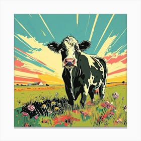 Cow In The Field Canvas Print