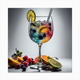 Colorful Gin In A Glass Canvas Print