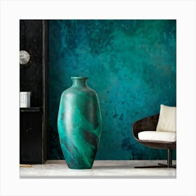 An Old Antique Vase Crafted From Green Marble Standing Majestically Against A Cool Backdrop Showc (5) Canvas Print