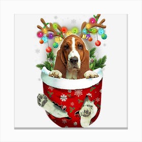 Basset Hound Snow Pocket Dogs Christmas Pocket Canvas Print