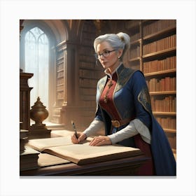 The Elderly Lady Librarian 001 Canvas Print