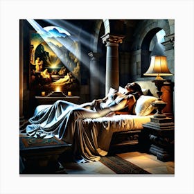 Lady In A Bed Canvas Print