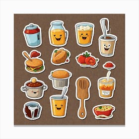 Food Stickers 1 Canvas Print