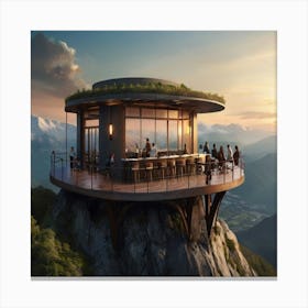 Restaurant On Top Of A Mountain Canvas Print