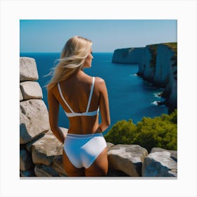 Back View Of Woman In Bikini Canvas Print