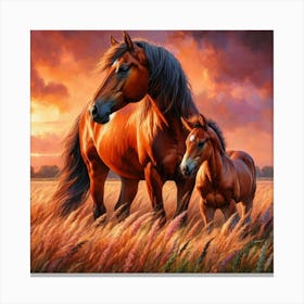 Horse And Foal 5 Canvas Print