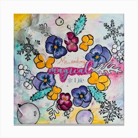 Snow Flakes and Pansies Canvas Print