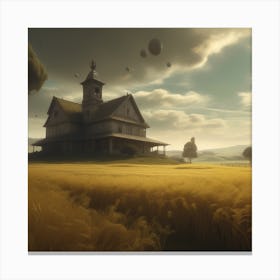 House In The Field 3 Canvas Print
