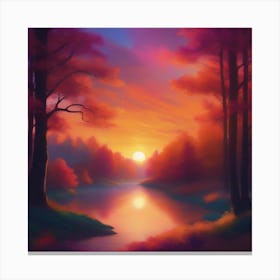 Sunset By The Lake 2 Canvas Print