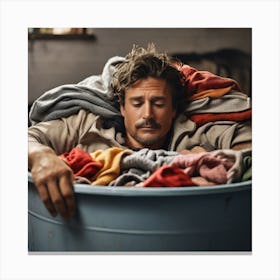 Man Sleeping In Laundry Tub Canvas Print