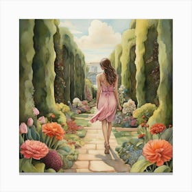 Girl In A Garden art print 1 Canvas Print
