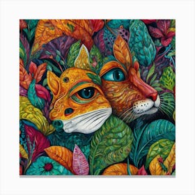 Fox And Cat 1 Canvas Print