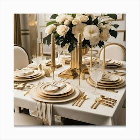 Gold Table Setting 3 Canvas Print