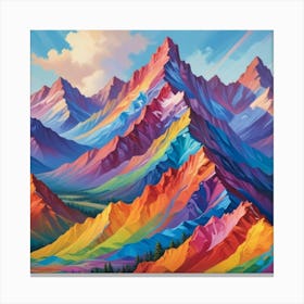 Rainbow Color Mountains Art Print 2 Canvas Print