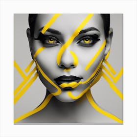 Woman With Yellow Lines On Her Face Canvas Print