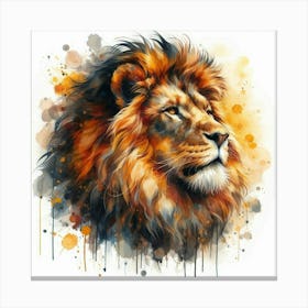 Lion Painting in water color Canvas Print