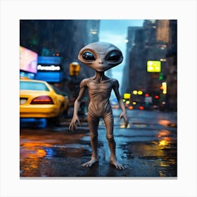 Alien In New York City Canvas Print