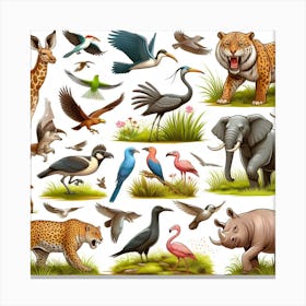 Set Of Wild Animals Canvas Print