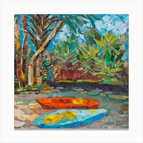 Colorful Nature On Canoa Up The River Square Canvas Print
